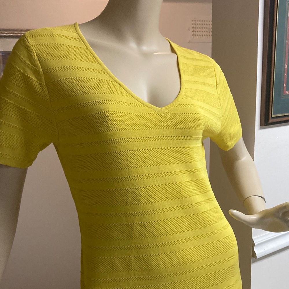 Carmen Marc Valvo Lemon Short Sleeve Dress